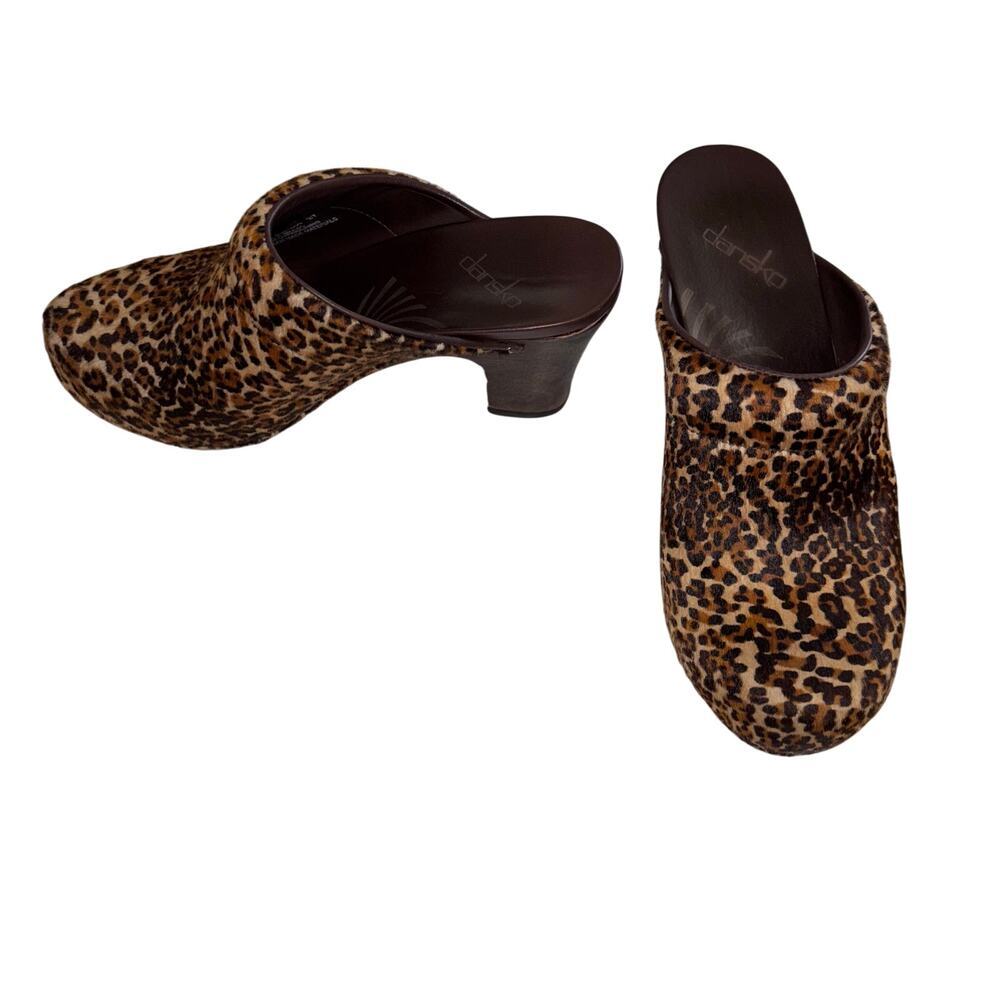 Dansko Leopard-Print Slip-On Heeled Clogs - Brown and Black